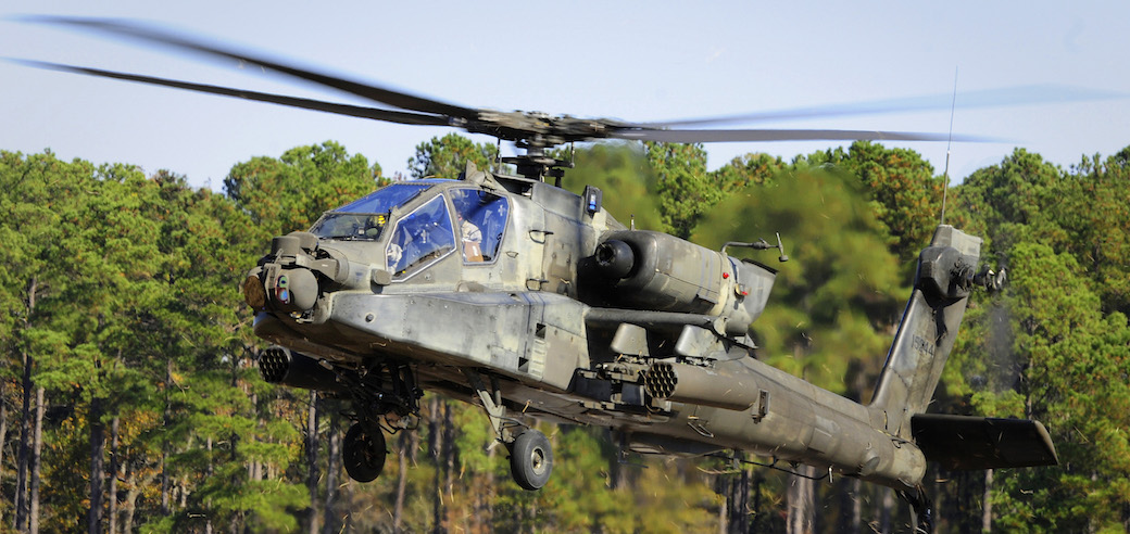 Apache helicopter taking off