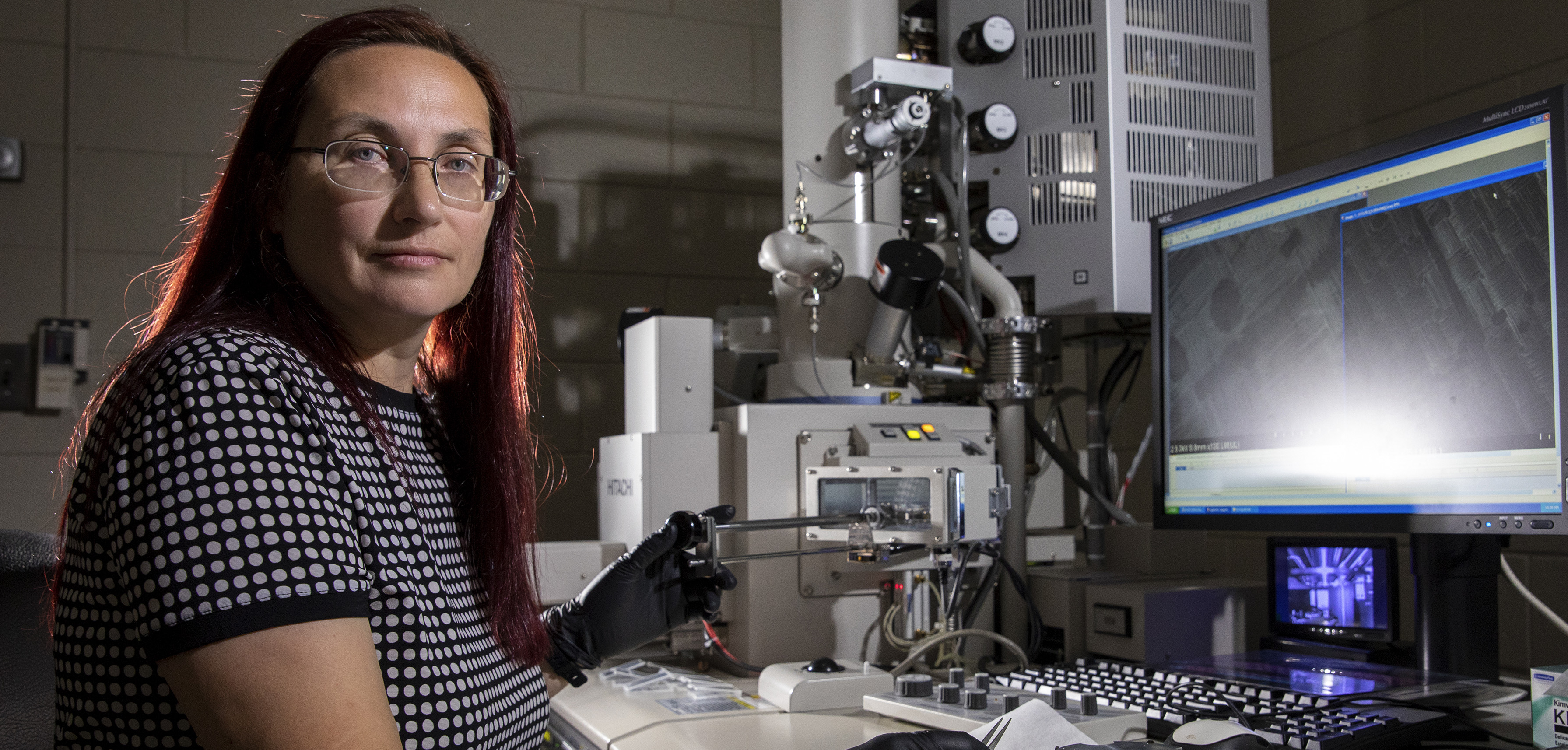 Researcher Elena Plis studies properties of materials
